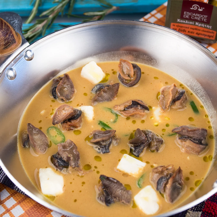 Snail fillets in Cretan olive oil, with vinegar and rosemary (orange label)